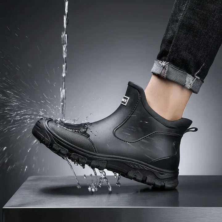 Bottes De Pluie Homme En Caoutchouc Semelle Crantée Et Tirette Arrière