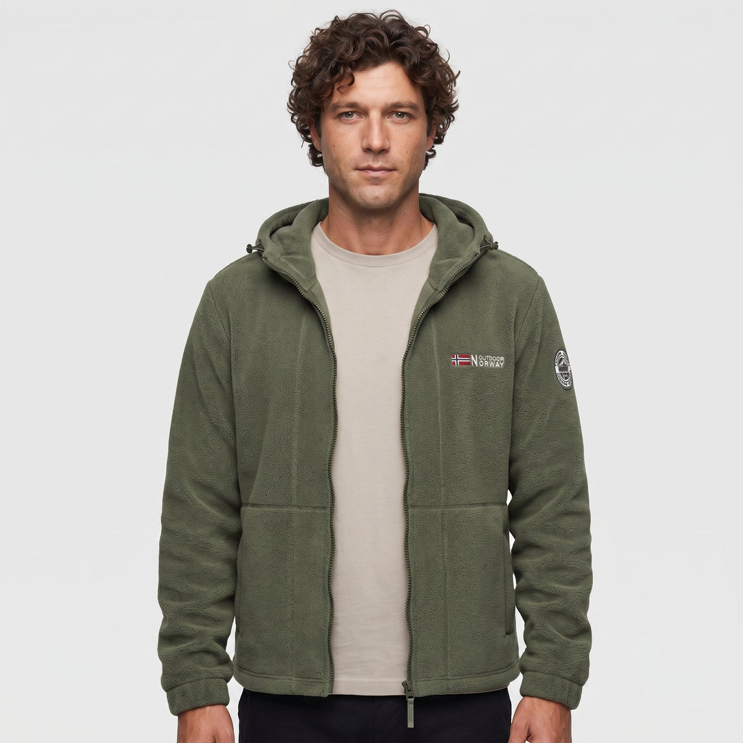 Polaire Homme Coupe-Vent à Capuche Poches Zippées