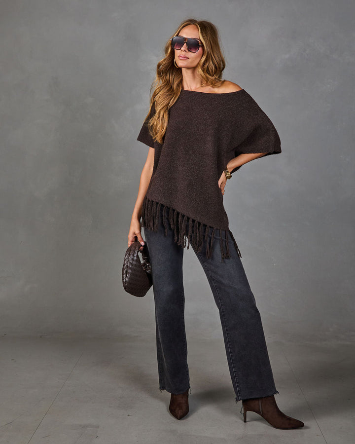 Pull Femme Oversize en Maille avec Ourlet à Franges