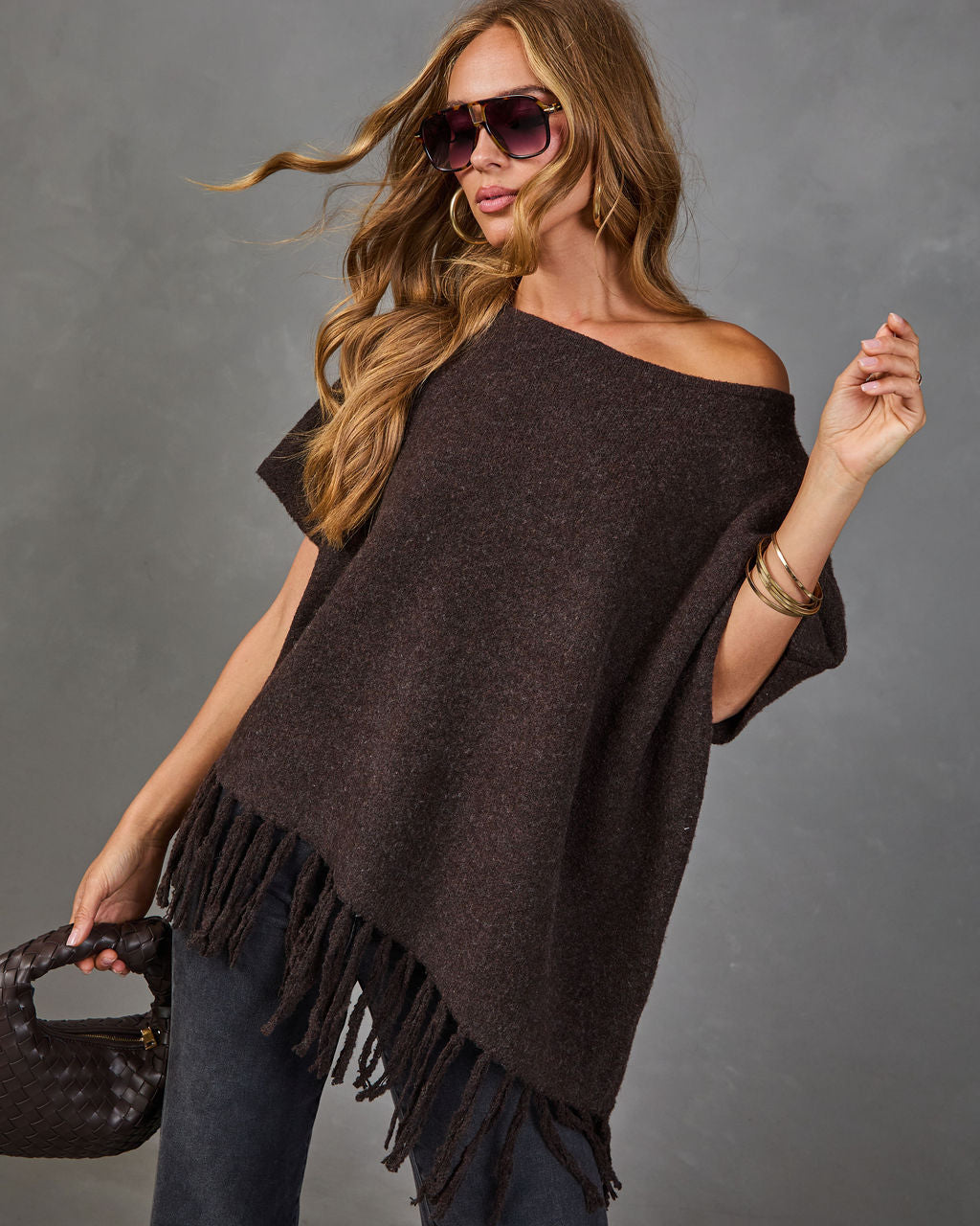 Pull Femme Oversize en Maille avec Ourlet à Franges