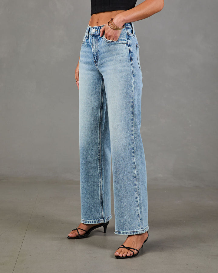 Jean Femme en Coton Taille Haute à Jambes Larges