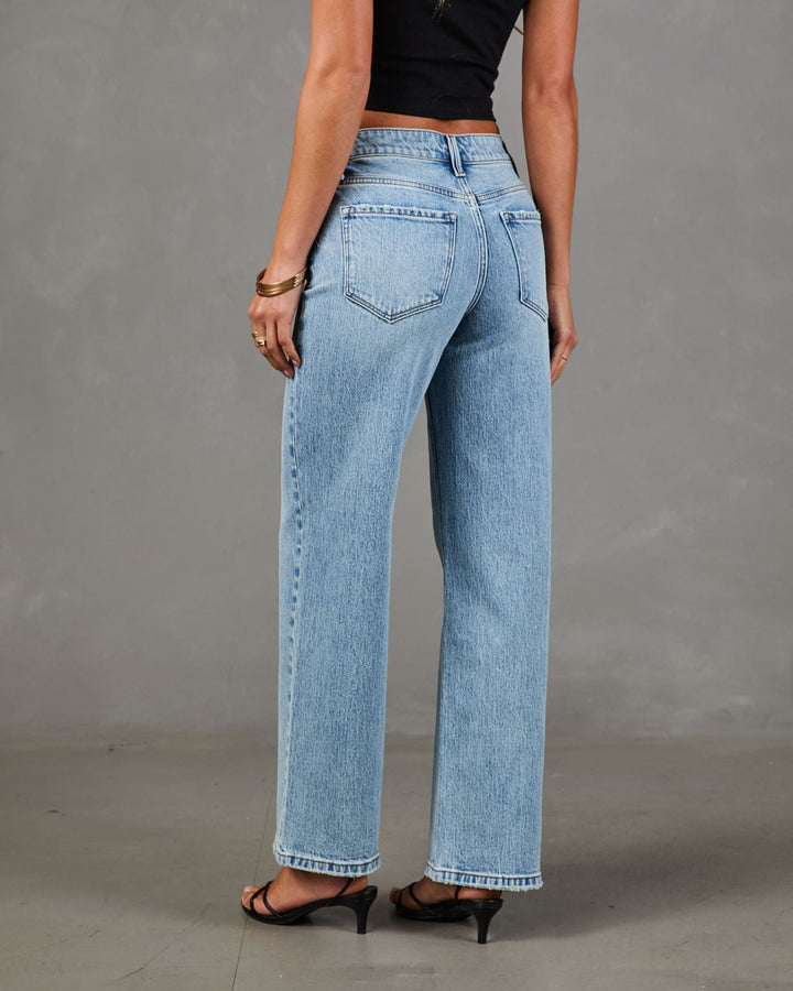 Jean Femme en Coton Taille Haute à Jambes Larges