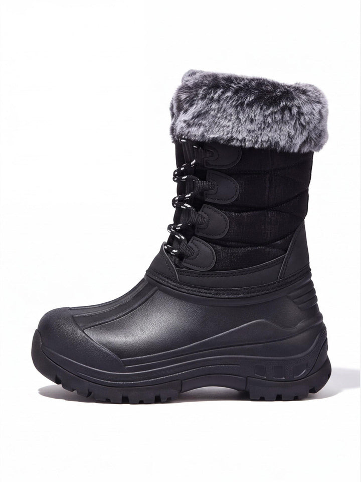 Bottes De Randonnée Femme Imperméables Doublure Polaire Et Col Fausse Fourrure