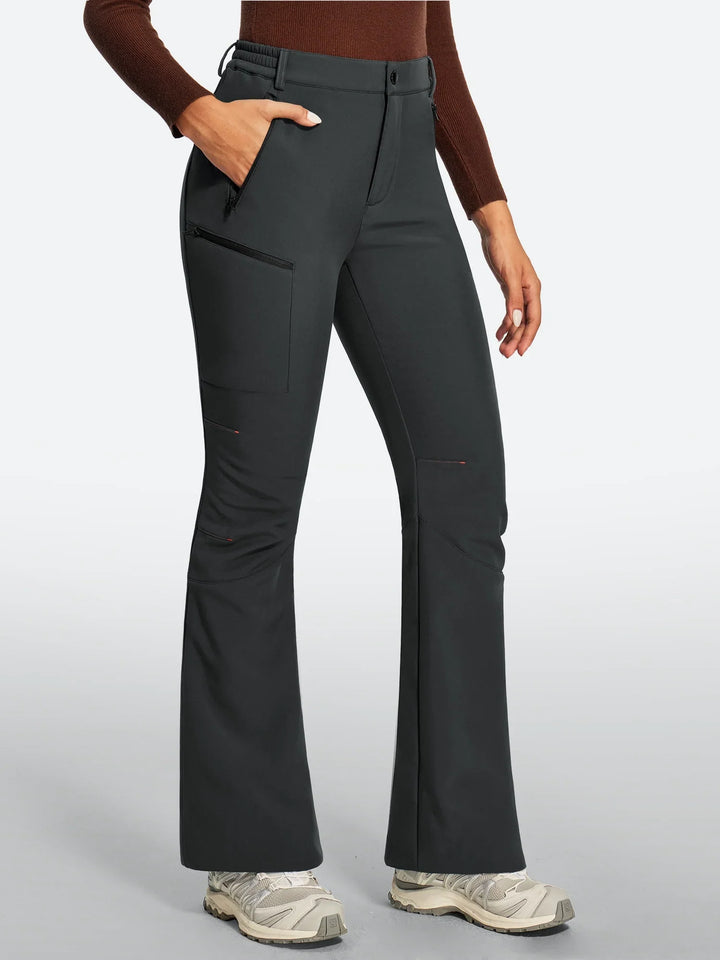 Pantalon De Ski Femme Doublé Polaire Imperméable Coupe Évasée