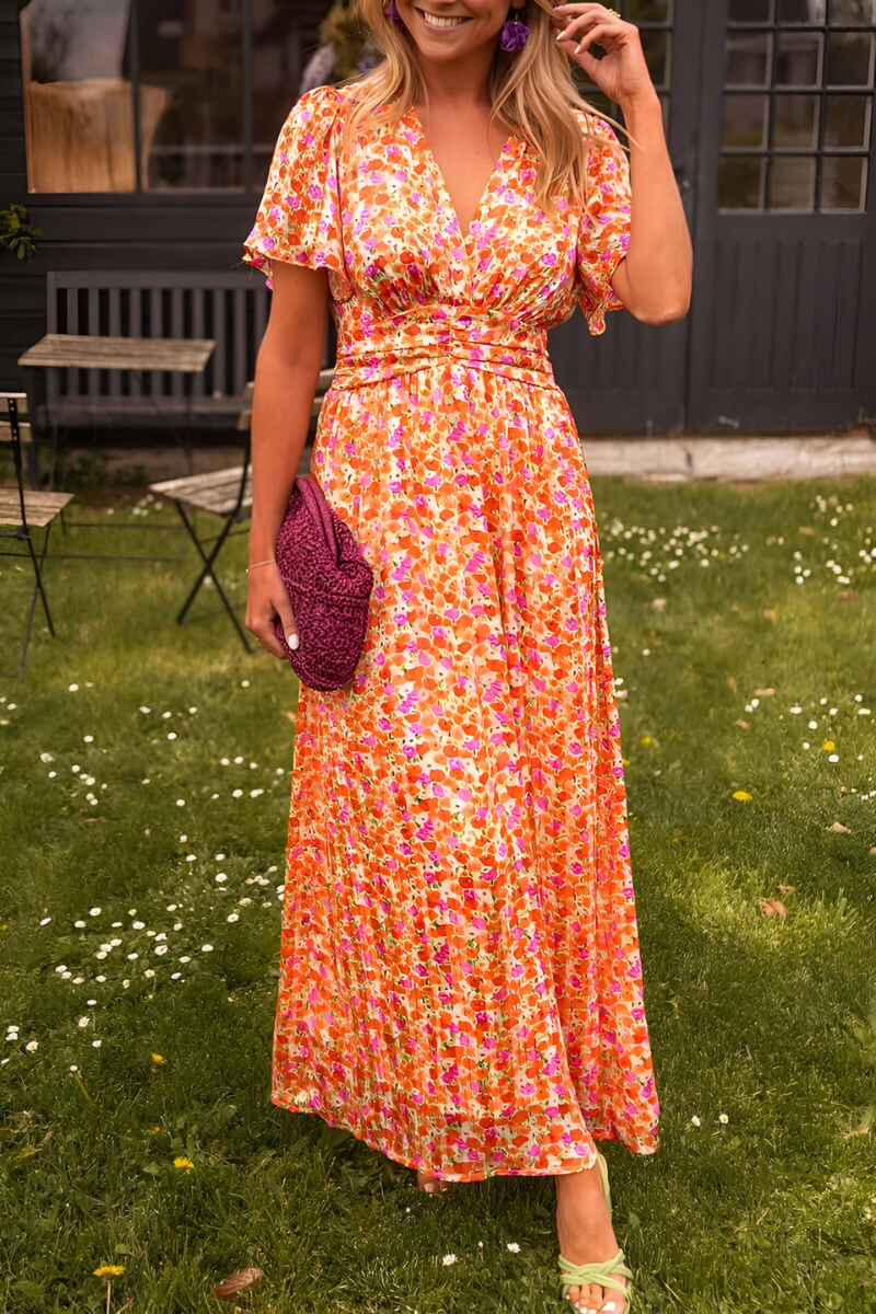 Hélène | Robe élégante fleurie ceinturée pour femmes
