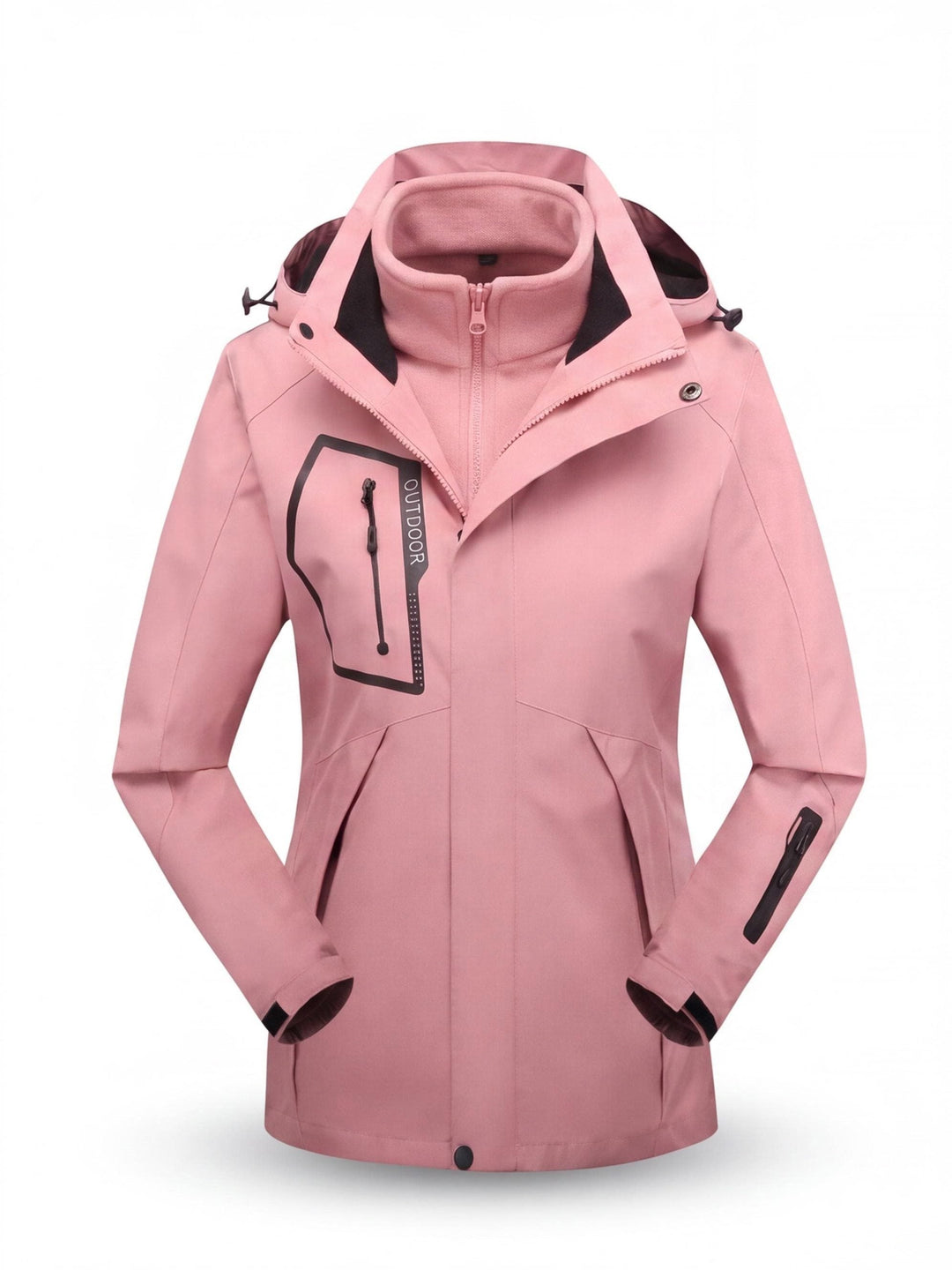Veste De Randonnée Femme 3 En 1 Modulable Avec Polaire Amovible Et Capuche