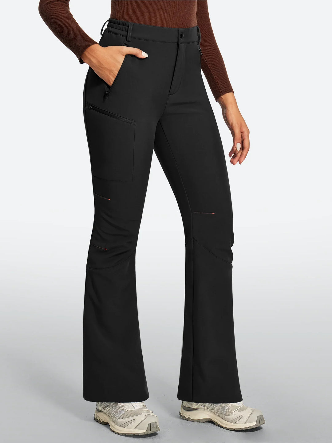 Pantalon De Ski Femme Doublé Polaire Imperméable Coupe Évasée