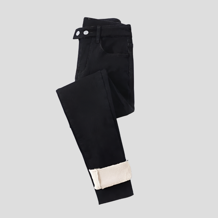 Jean Femme Taille Haute Doublé Polaire pour l'Hiver