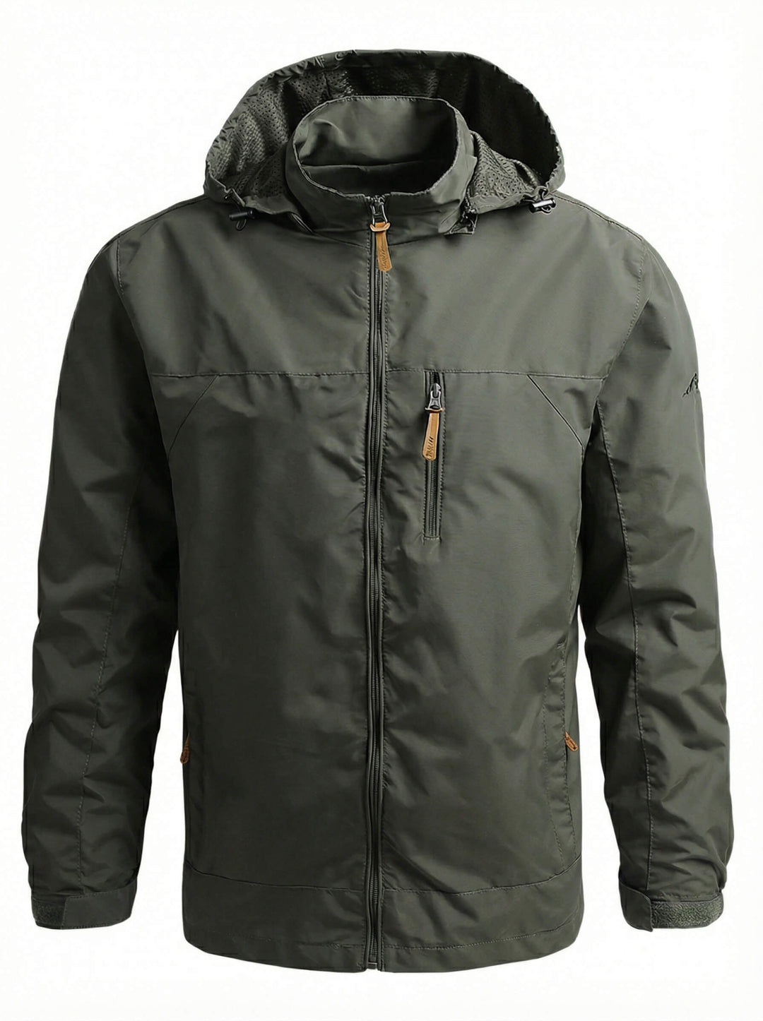 Veste coupe-vent imperméable à capuche pour hommes avec poche poitrine