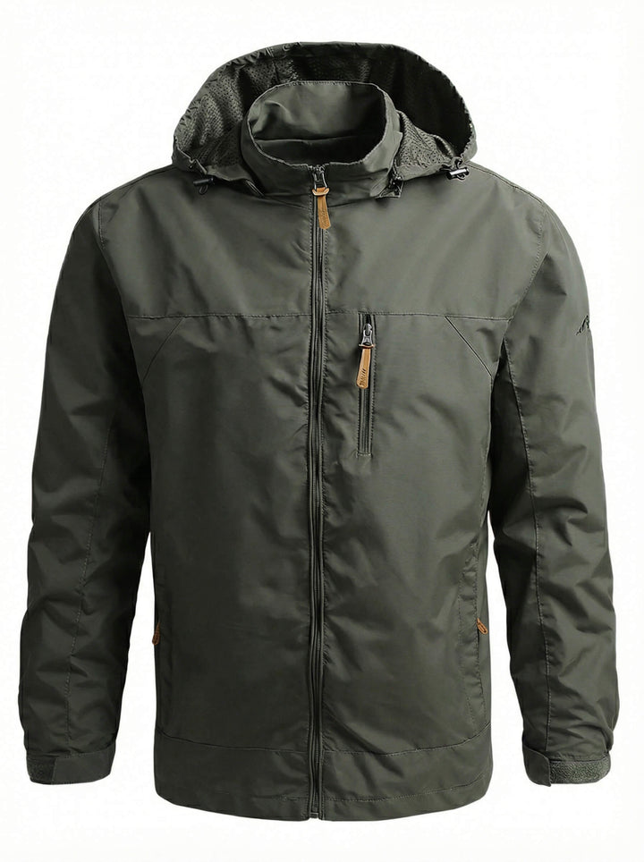 Veste coupe-vent imperméable à capuche pour hommes avec poche poitrine