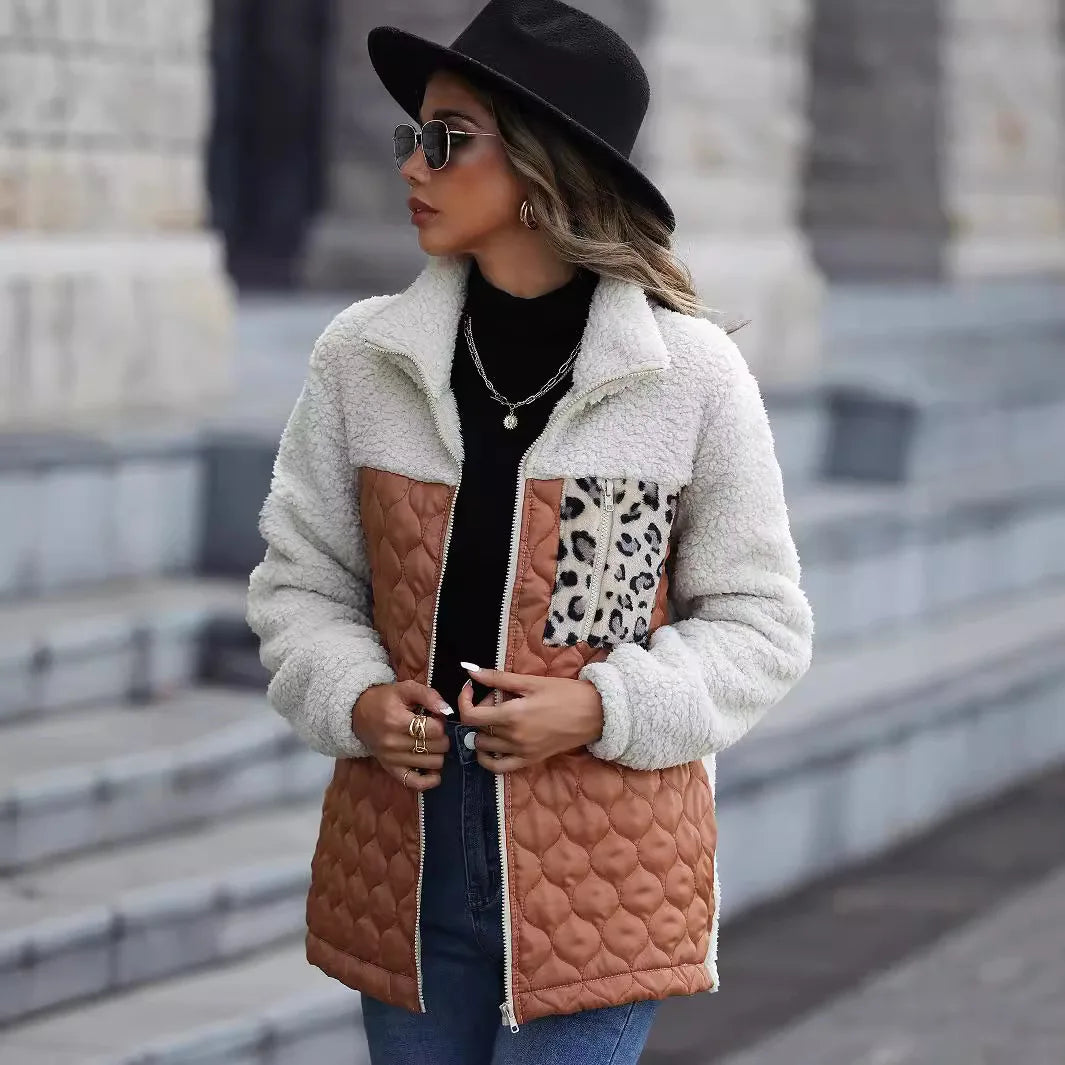 Veste Femme Matelassée Sherpa Col Montant Zippée