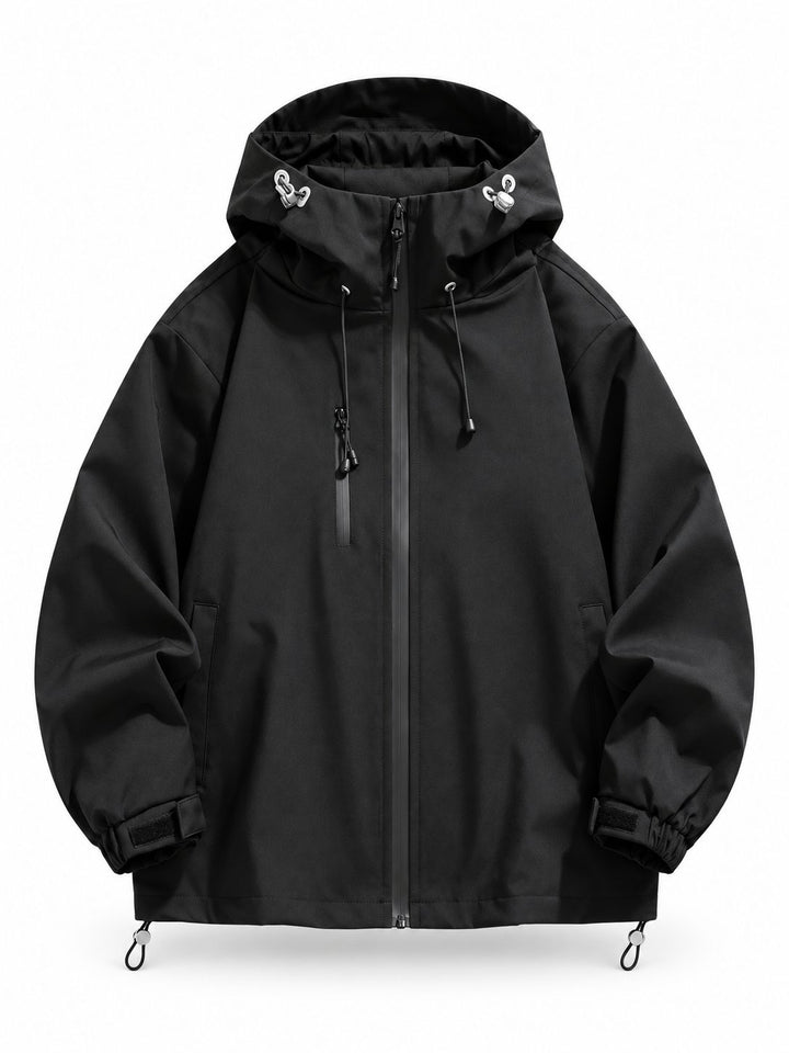 Veste De Randonnée Homme 3 Couches Ajustable Capuche Et Poches Zippées