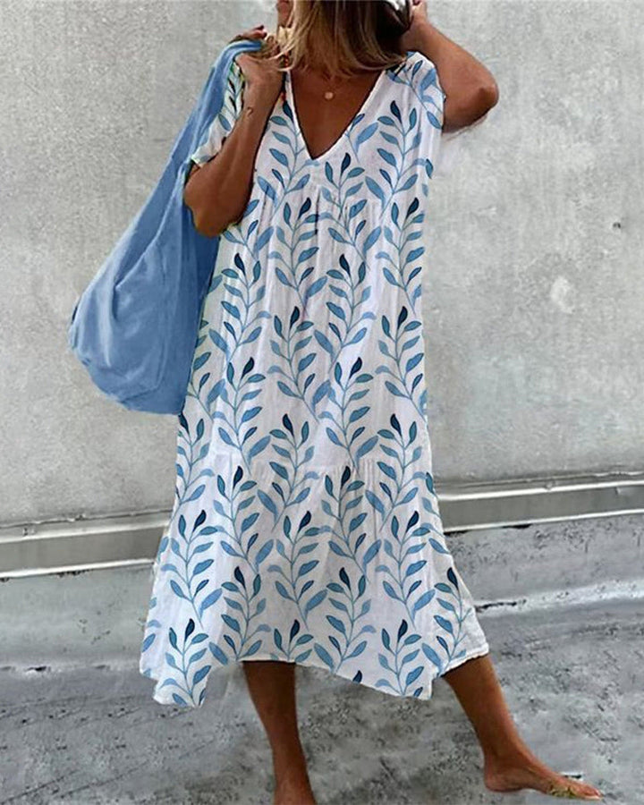 Vanda | Robe pour Femme | À Imprimé Feuilles, Col En V & Tendance