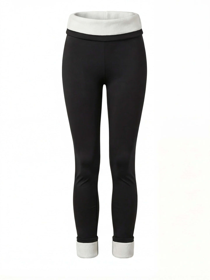 Legging Femme Doublure Polaire Taille Haute Et Ourlet Reversibles
