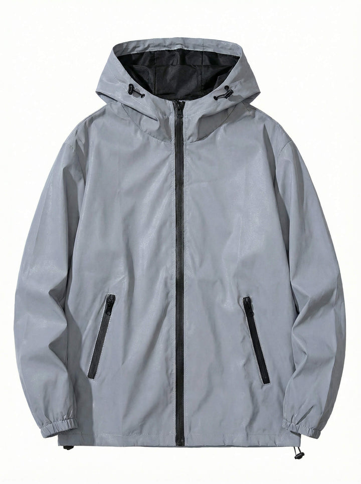 Coupe-Vent Homme Réfléchissant à Capuche Poches Zippées