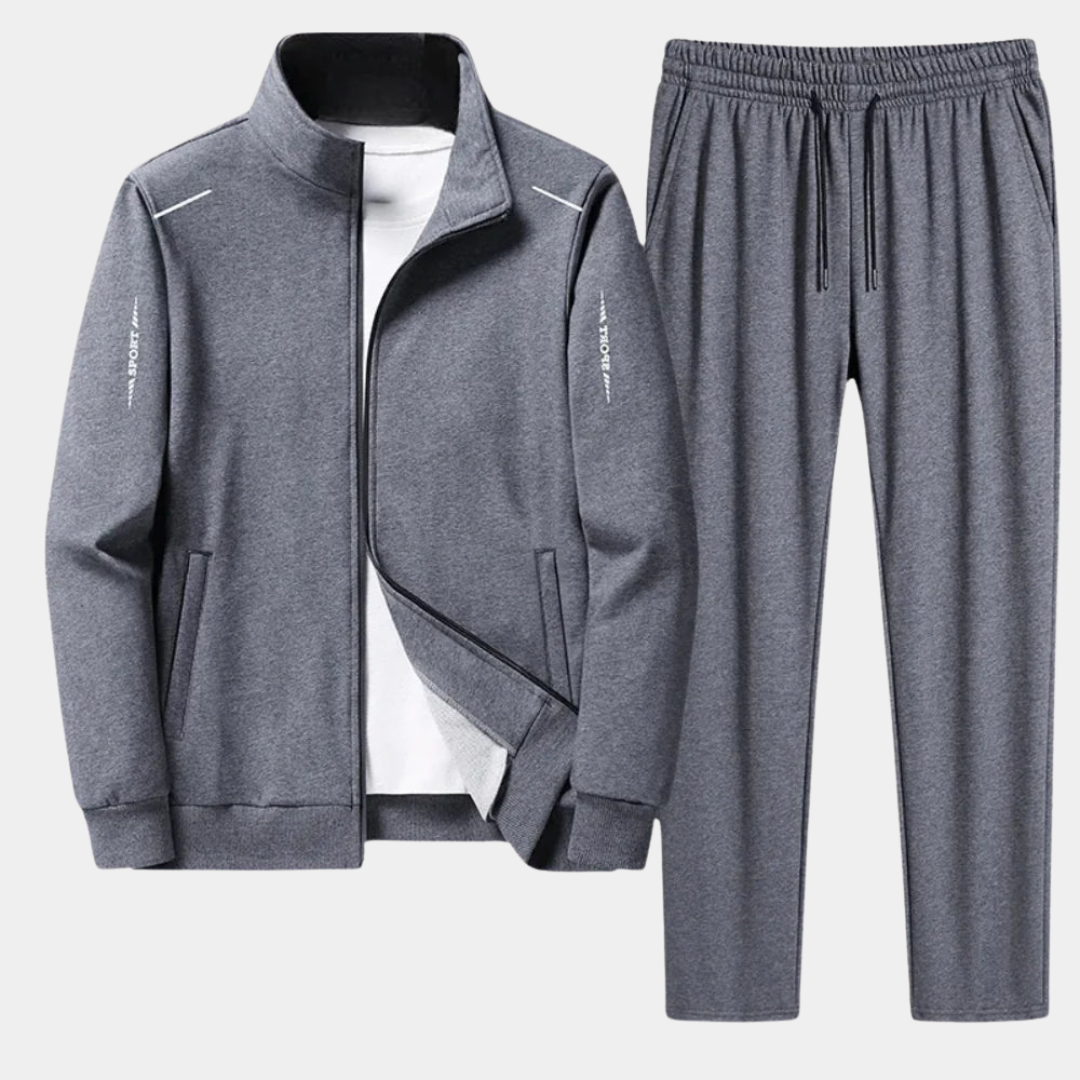 Survêtement Homme 2 Pièces en Polyester avec Veste Zippée et Jogger