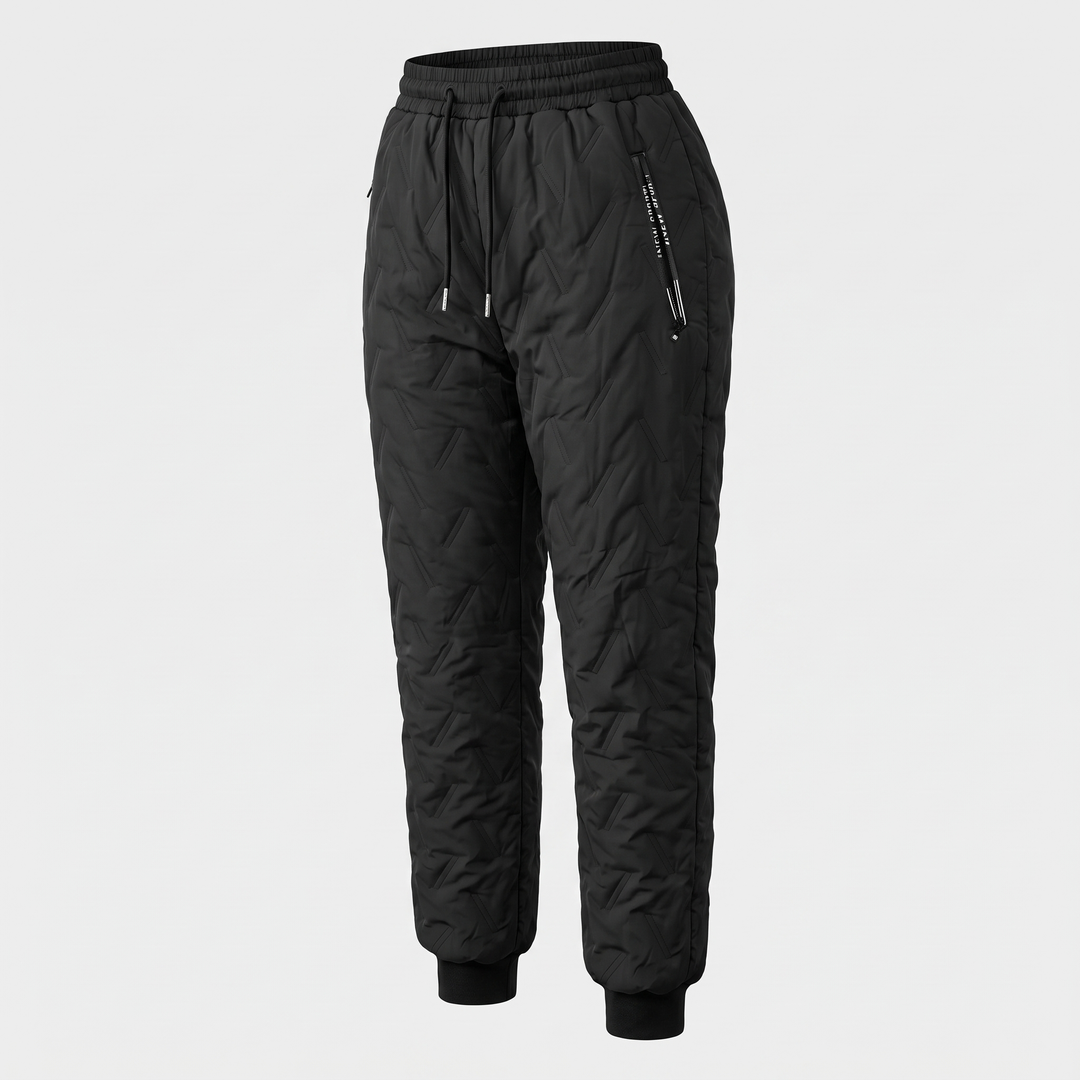 Pantalon d'Hiver Femme Doublé Sherpa Matelassé Taille Cordon