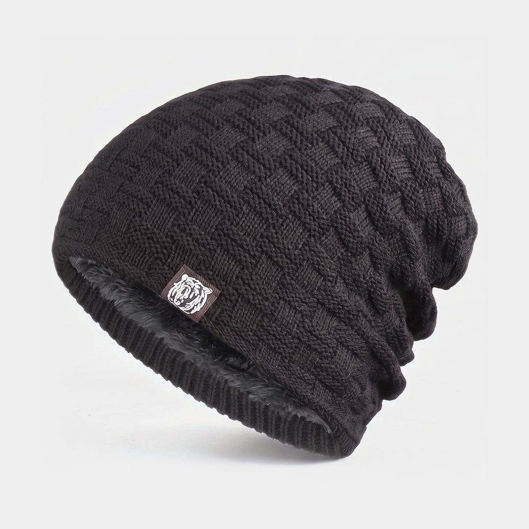 Bonnet Homme Doublé Polaire Maille Texturée