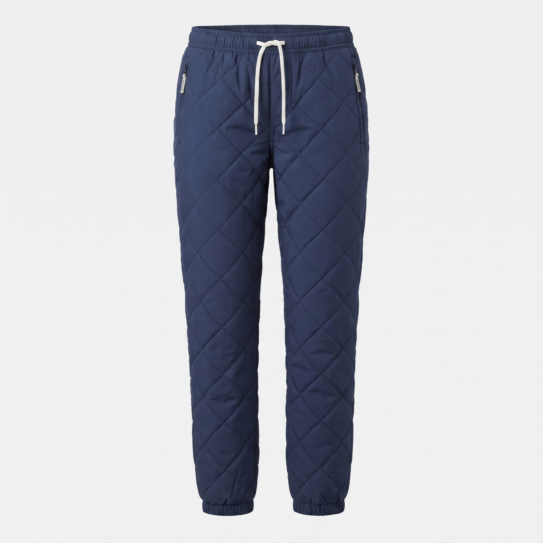 Pantalon d'Hiver Femme Doublé Polaire Matelassé Taille Cordon