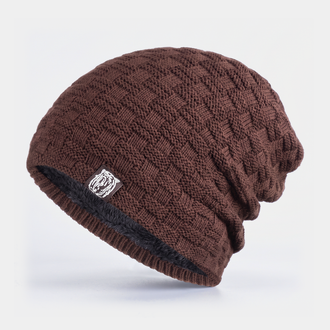 Bonnet Homme Doublé Polaire Maille Texturée