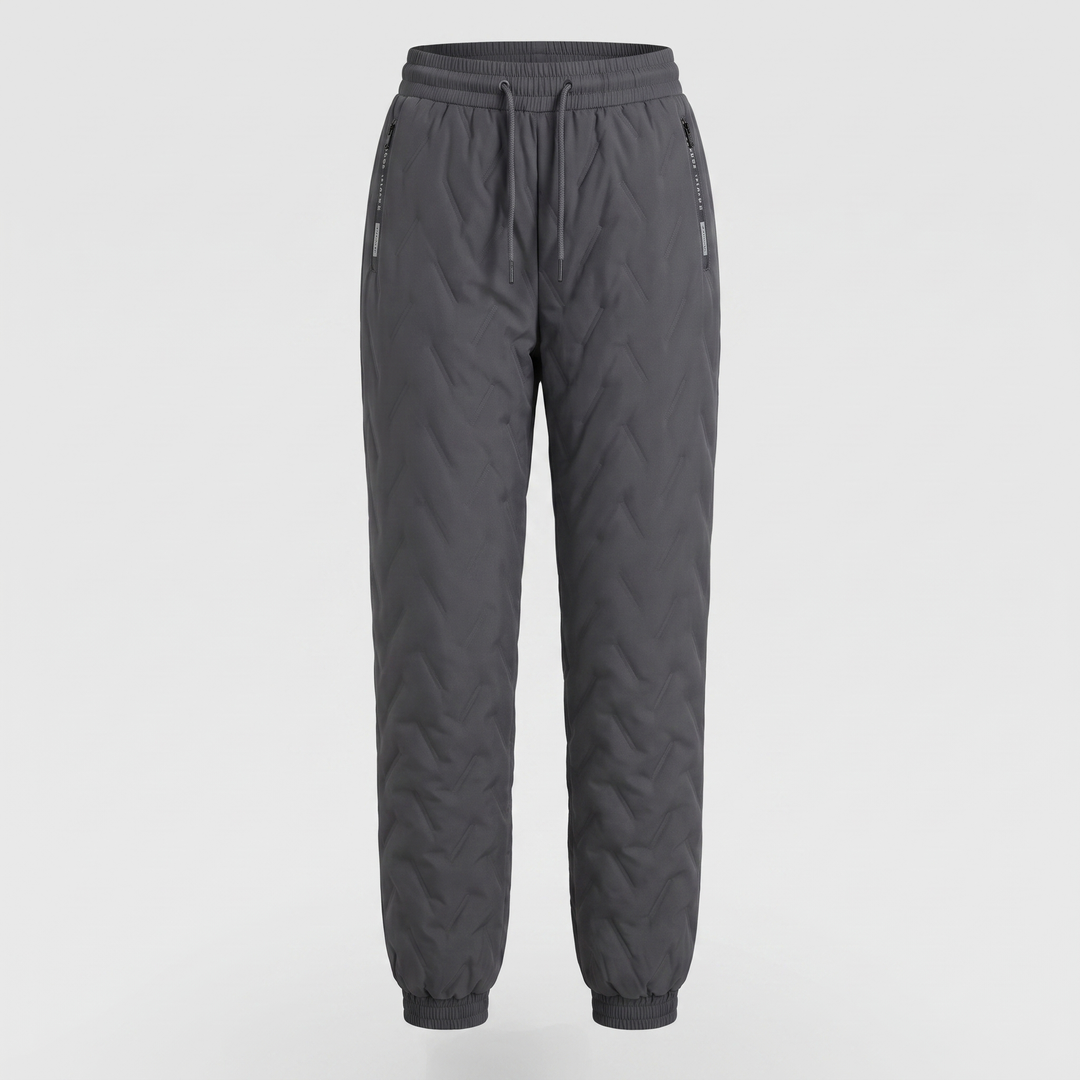 Pantalon d'Hiver Femme Doublé Polaire Matelassé Taille Cordon