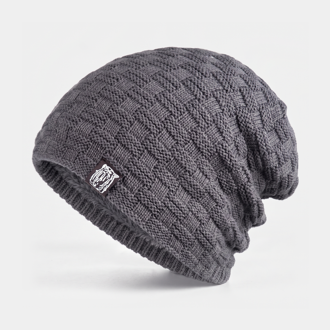 Bonnet Homme Doublé Polaire Maille Texturée