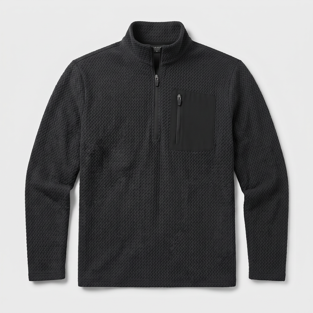 Pull Homme Col Montant Zip Court Polaire Pochette Poitrine