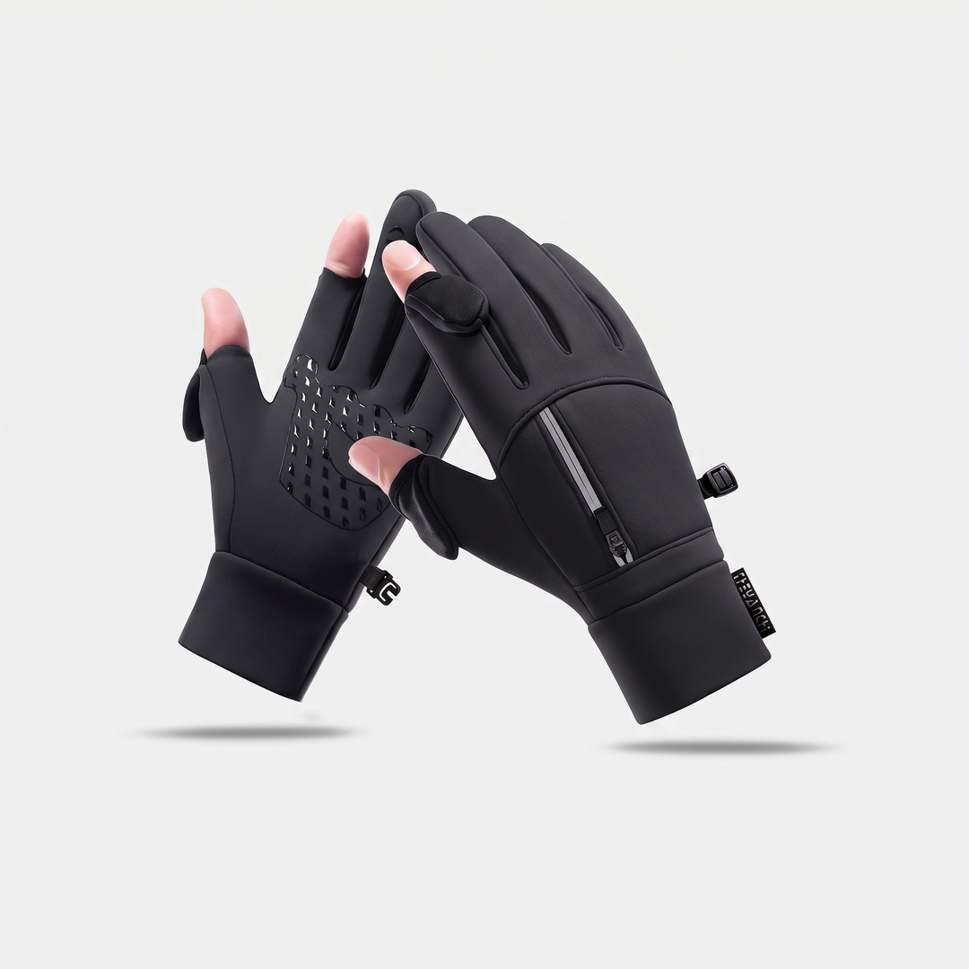Gants d'Hiver Homme Tactiles Doigts Rabattables Pochette Zippée