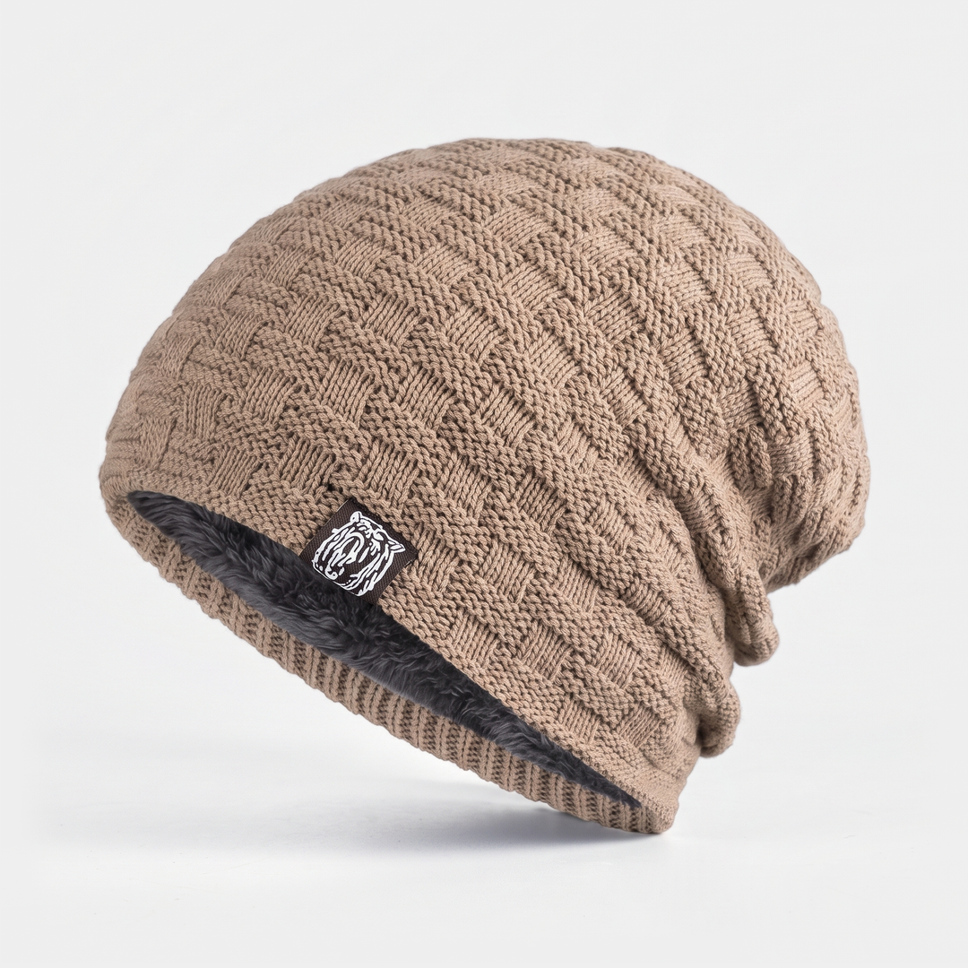 Bonnet Homme Doublé Polaire Maille Texturée