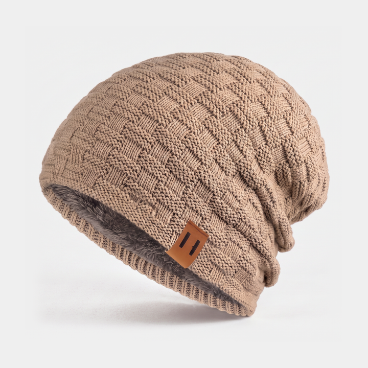 Bonnet Homme Doublé Polaire Maille Texturée