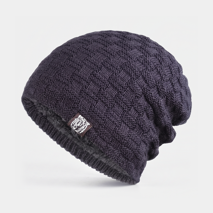 Bonnet Homme Doublé Polaire Maille Texturée