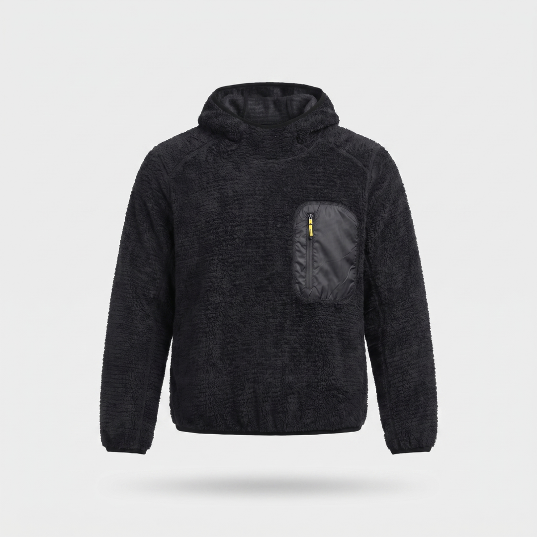Polaire Homme Sherpa à Capuche Pochette Poitrine Zippée