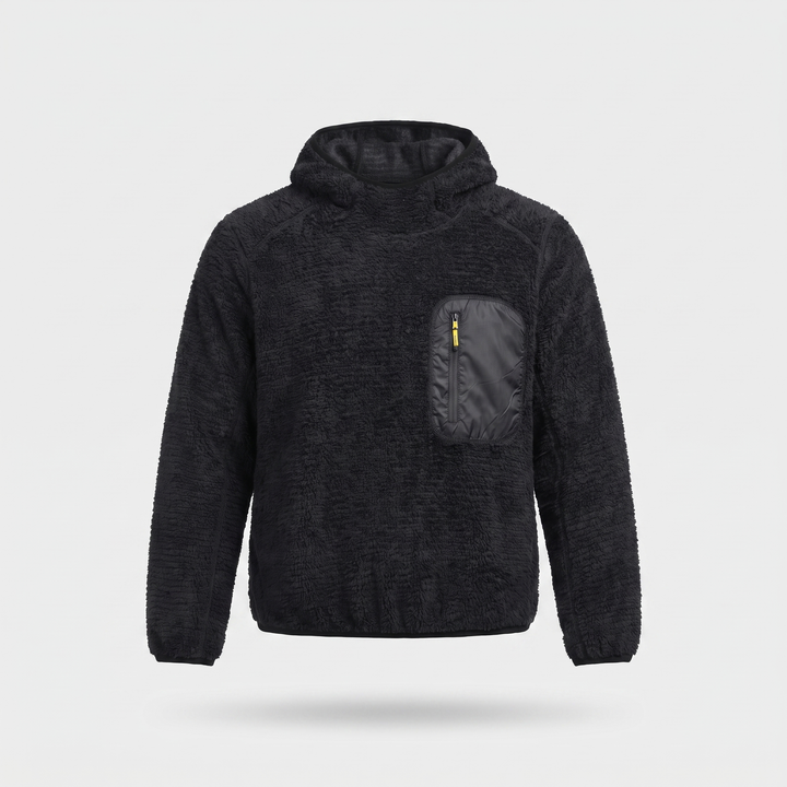Polaire Homme Sherpa à Capuche Pochette Poitrine Zippée