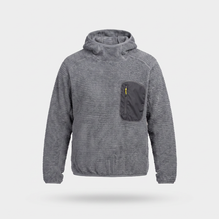 Polaire Homme Sherpa à Capuche Pochette Poitrine Zippée
