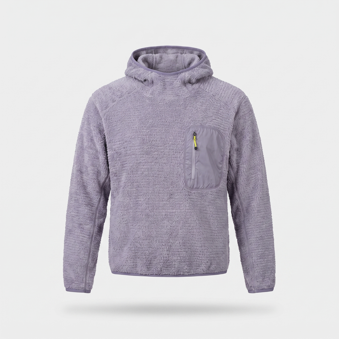 Polaire Homme Sherpa à Capuche Pochette Poitrine Zippée