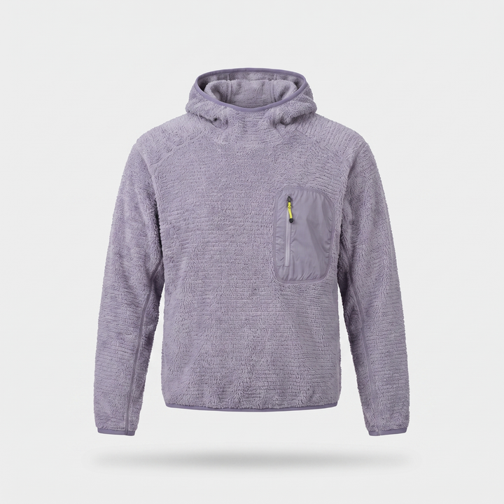 Polaire Homme Sherpa à Capuche Pochette Poitrine Zippée