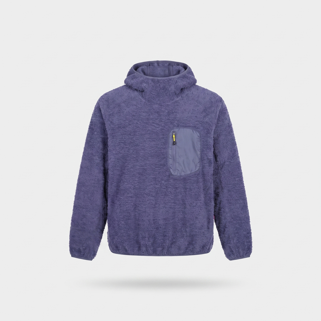 Polaire Homme Sherpa à Capuche Pochette Poitrine Zippée