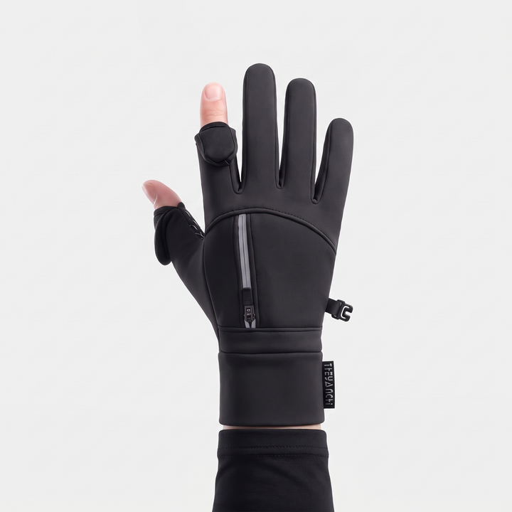 Gants d'Hiver Homme Tactiles Doigts Rabattables Pochette Zippée