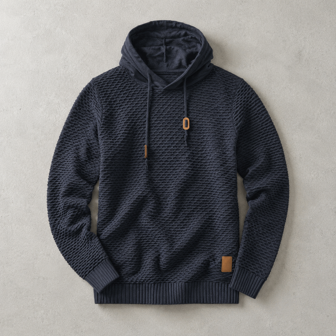 Sweat À Capuche Homme Maille Tressée Cordon De Serrage Et Bords Côtelés