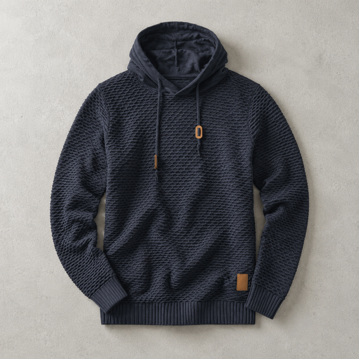 Sweat À Capuche Homme Maille Tressée Cordon De Serrage Et Bords Côtelés