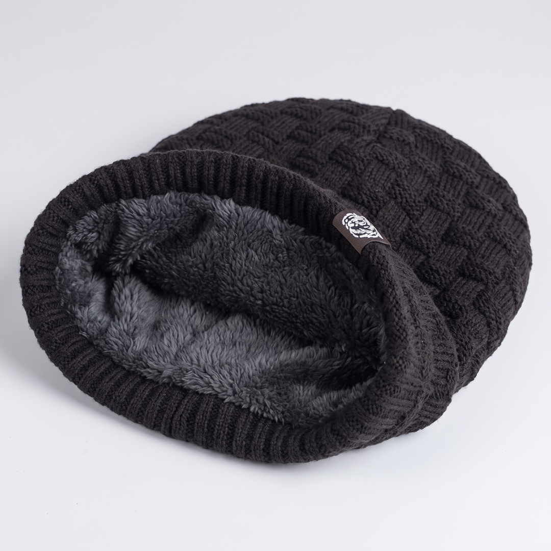 Bonnet Homme Doublé Polaire Maille Texturée