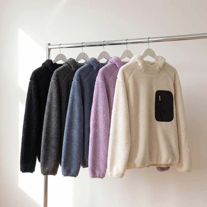 Polaire Homme Sherpa à Capuche Pochette Poitrine Zippée
