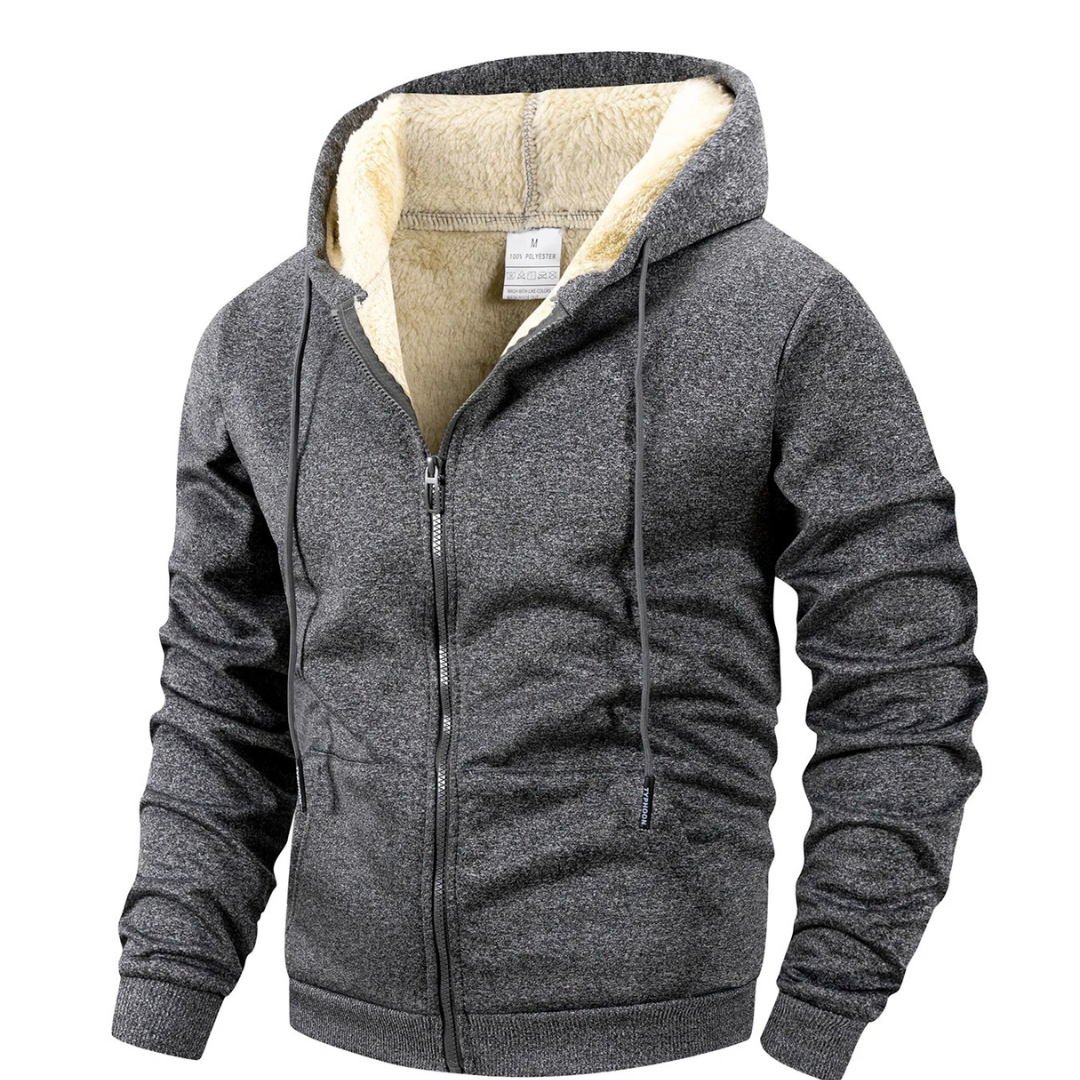 Veste Polaire Homme Doublée Sherpa À Capuche Coupe Vent