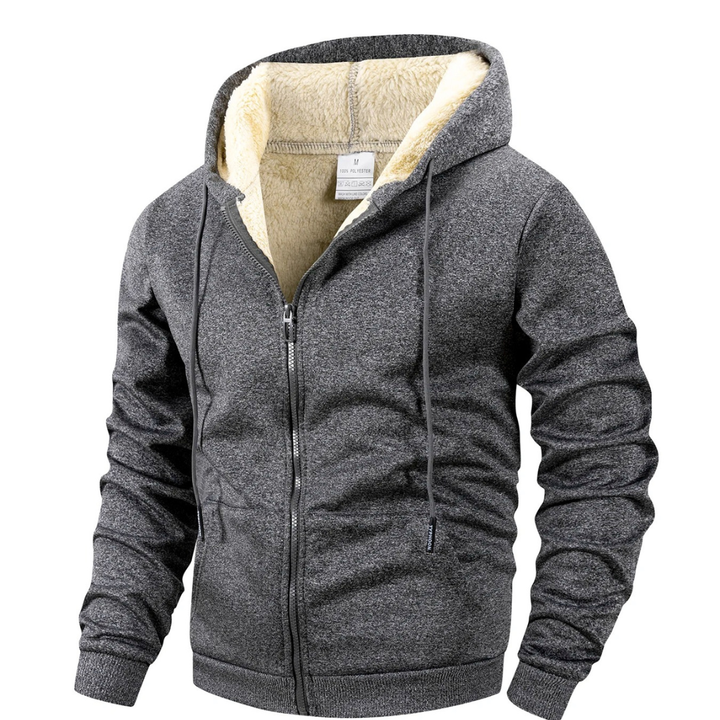 Veste Polaire Homme Doublée Sherpa À Capuche Coupe Vent