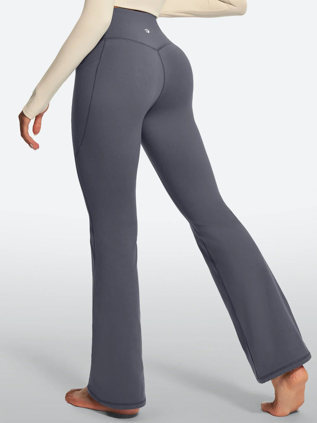Pantalon Yoga Femme Doublé Polaire Évasé Avec Poches