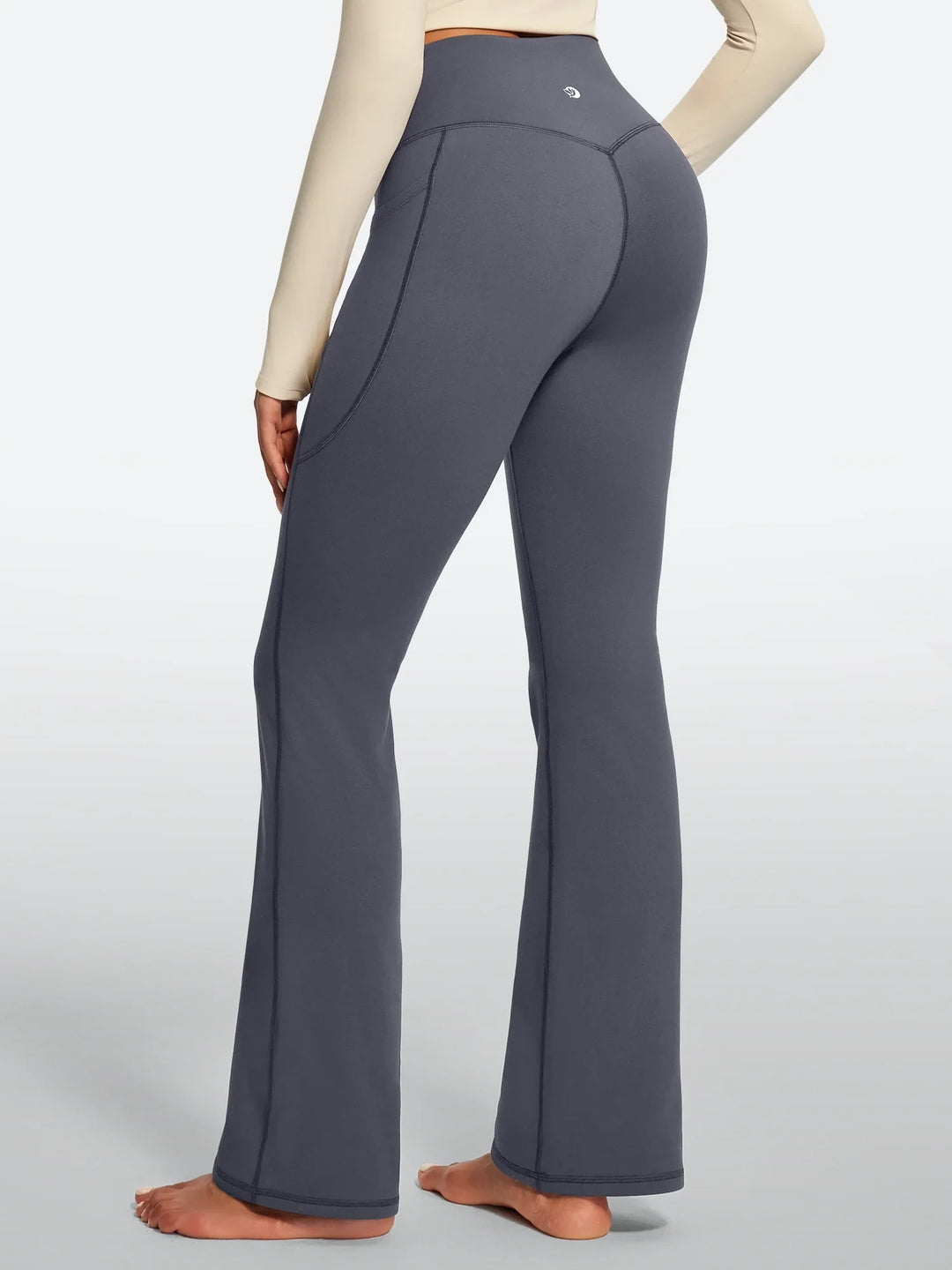 Pantalon Yoga Femme Doublé Polaire Évasé Avec Poches