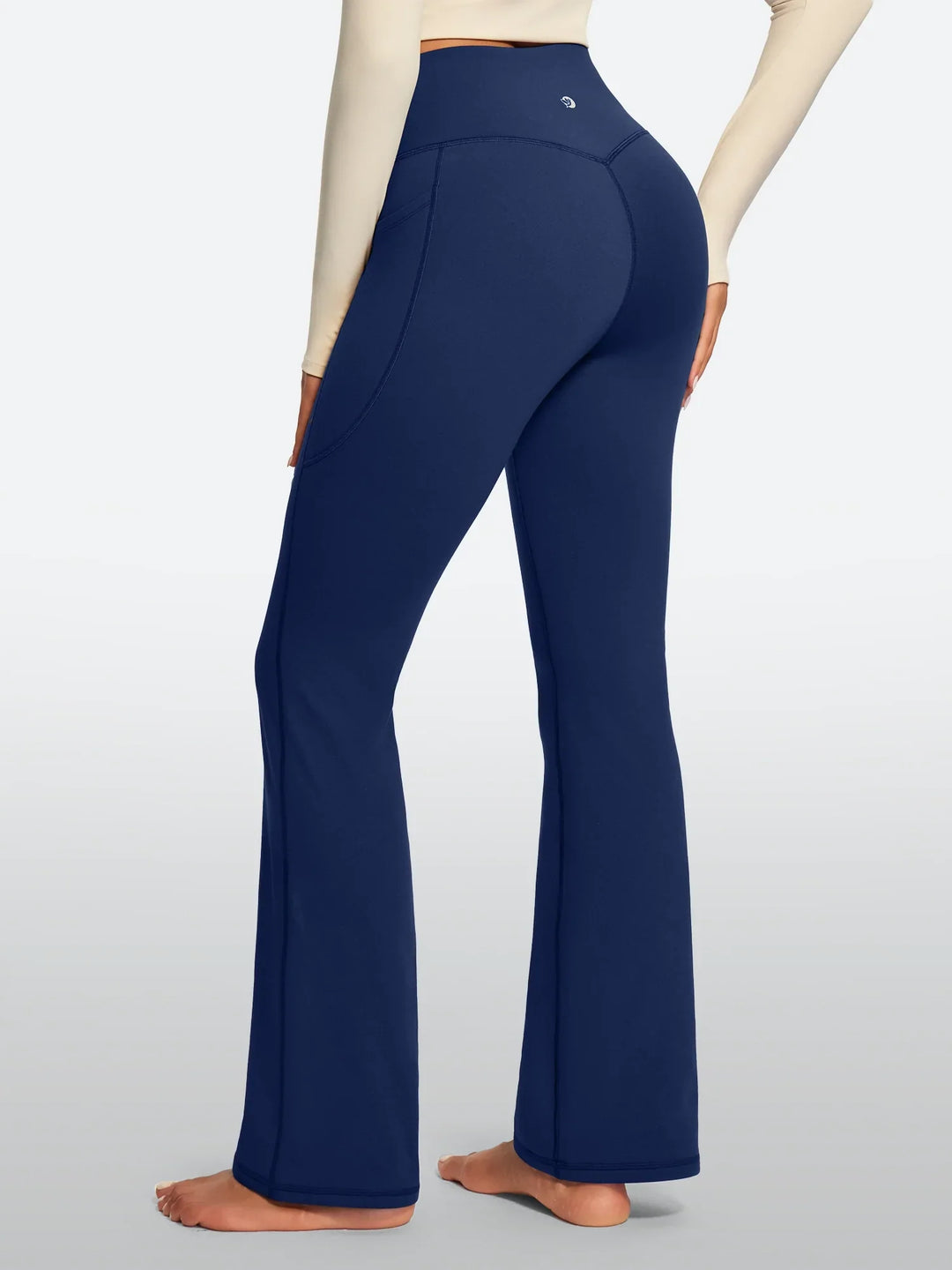 Pantalon Yoga Femme Doublé Polaire Évasé Avec Poches