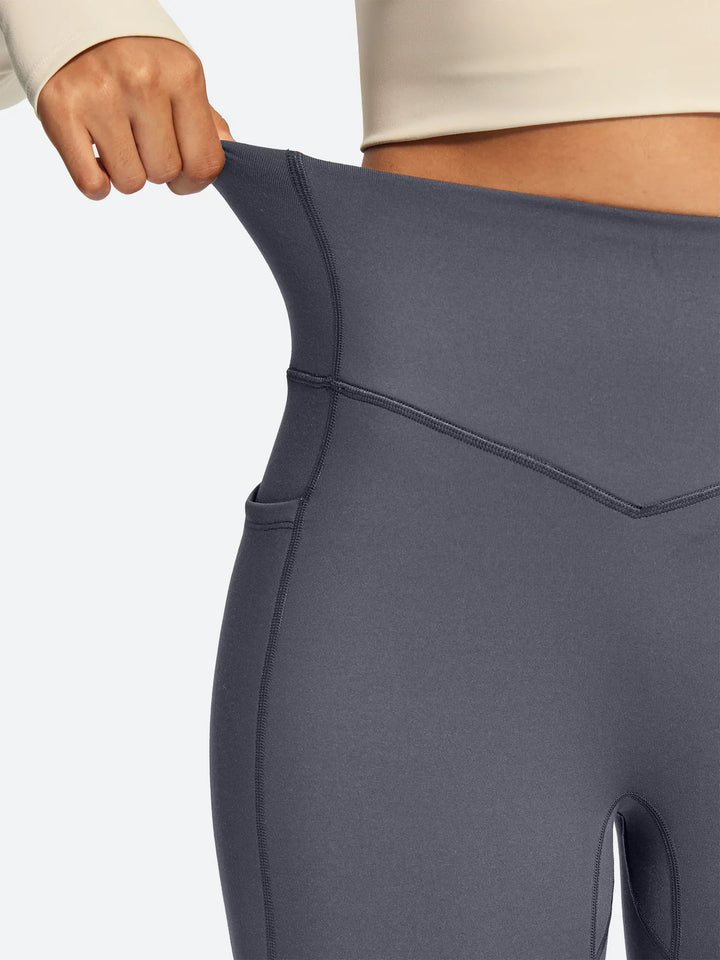 Pantalon Yoga Femme Doublé Polaire Évasé Avec Poches