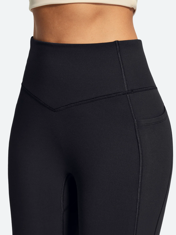 Pantalon Yoga Femme Doublé Polaire Évasé Avec Poches