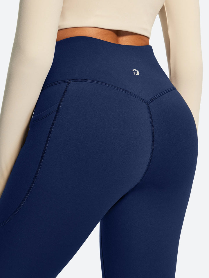 Pantalon Yoga Femme Doublé Polaire Évasé Avec Poches